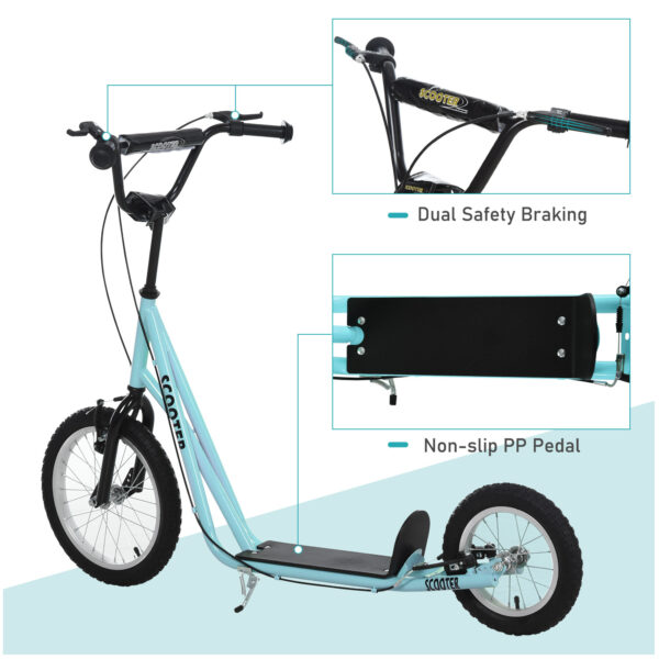 54a627fe-ced9-4a18-9732-b7e84a693dba.jpg Teens Youth Scooter Ride On Toy With Adjustable Handlebar, Dual Brakes, And Inflatable Wheels For Kids 5+, Blue