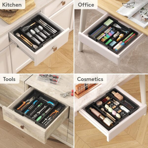 Expandable Silverware Organizer Plastic Utensil Tray For Kitchen Drawer BPA Free Flatware Cutlery Holder Space-Saving Storage For Spoons Forks