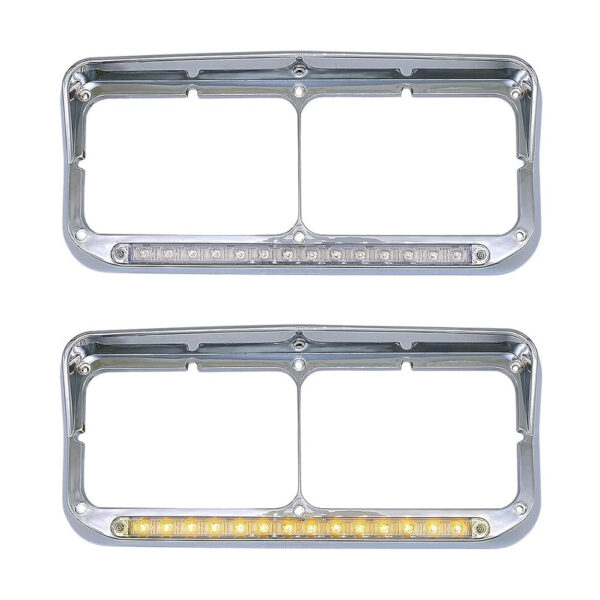 For Kenworth T400 T600 T800 W900B W900L Clear Headlight Bezel Amber LED Light