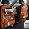 PU Leather Car Storage Bag Multifunction Seat Back Tray Hanging Bag Waterproof Car Organizer Automotive Interior Accessories
