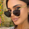 588596528 Snake leg frameless cut cat eye sunglasses, fashionable spicy girl sun protection sunglasses for women