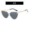 588596530 Snake leg frameless cut cat eye sunglasses, fashionable spicy girl sun protection sunglasses for women