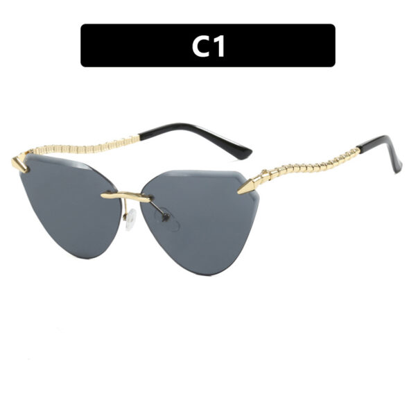 588596530 Snake leg frameless cut cat eye sunglasses, fashionable spicy girl sun protection sunglasses for women