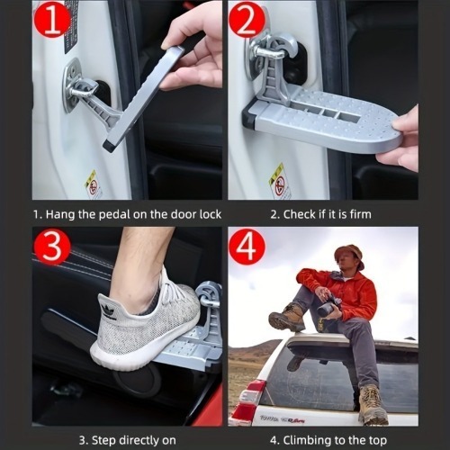 5e812188-4131-4954-a8e4-1ef4682034a9.jpg New Foldable Car Roof Rack Step Car Door Step Multifunction Universal Latch Hook Foot Pedal Aluminium Alloy Safety RV Car Accessories