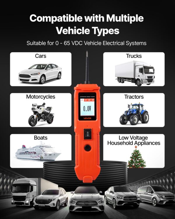 5f3de38e-b15c-4628-889d-202f96f05d91.jpg Automotive Circuit Tester, 8 - 35 DCV Power Circuit Probe Tester With TFT Color Display And Lighting, Automotive Power Tester Probe With 13 Ft / 4 M Cable, ABS Shell Electrical Detector Finder