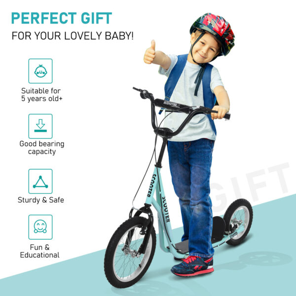602b633a-c575-4580-98b0-24a8396682c7.jpg Teens Youth Scooter Ride On Toy With Adjustable Handlebar, Dual Brakes, And Inflatable Wheels For Kids 5+, Blue