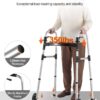 Folding Walker, 2-Button Foldable Walker With 5" Wheels & 8-Level Adjustable Height, 350LBS Loading Lightweight Aluminum Mobility Walking Aid, Front-Wheeled Rolling Walkers For Seniors Adults