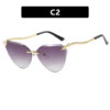 588596531 Snake leg frameless cut cat eye sunglasses, fashionable spicy girl sun protection sunglasses for women