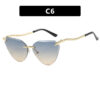 588596535 Snake leg frameless cut cat eye sunglasses, fashionable spicy girl sun protection sunglasses for women