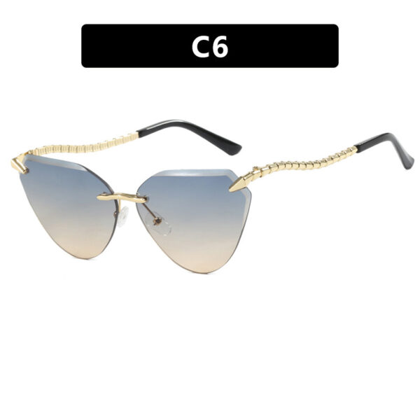 588596535 Snake leg frameless cut cat eye sunglasses, fashionable spicy girl sun protection sunglasses for women