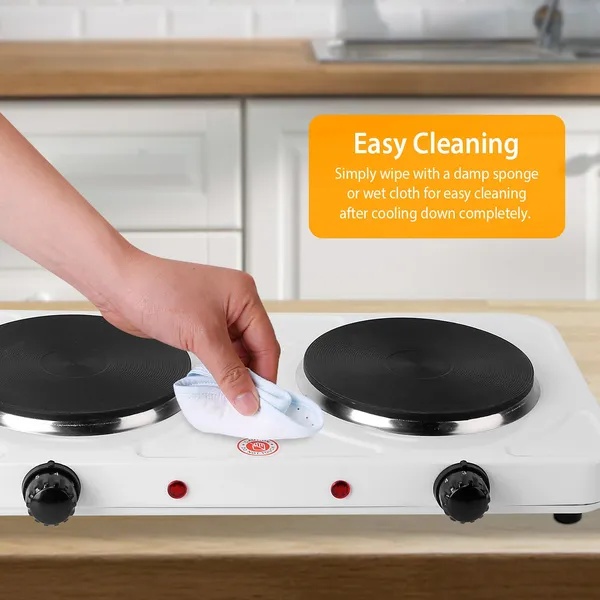 2000W Double Electric Burner Portable Dual Counter Stove Countertop Hot Plate Kitchen Cooker Stove With 5 Gear Temperature Control