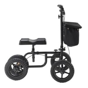 6443d8a8-c969-4069-871d-c0052bc9bc1b.jpg Folding Knee Scooter, Carbon Steel Steerable Knee Walker With Height-Adjustable Handlebar & Knee Pad, 12" All-Terrain Wheel, Dual Brakes, Leg Recovery Scooter For Injured Ankle Foot Knee, 350LBS