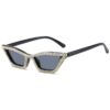 Triangle cat eye handmade diamond studded sunglasses for women's retro chain sunshade sunglasses