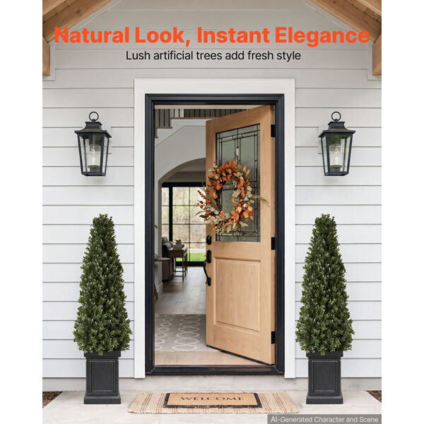 Artificial Boxwood Topiary 3.3 Ft Set Of 2 With Sturdy Pot Greenery, Premium PE Fake Trees, Year-Round Indoor & Outdoor Faux Green Plant For Front Door, Entryway, Porch, Balcony, Patio, Garden
