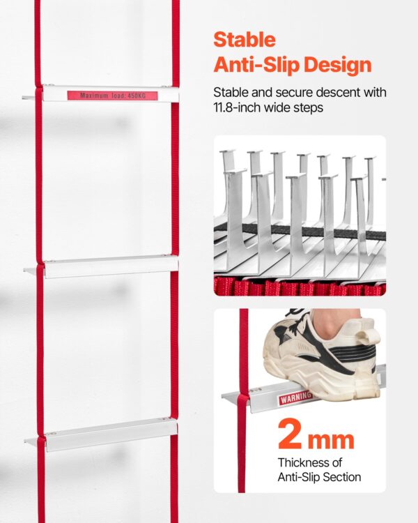 67cabb2b-0470-46df-bc24-afd974181629.jpg Fire Escape Ladder, 5-6 Story 50FT Retractable Emergency Fire Ladder, Lightweight Aluminum Alloy Safety Escape Ladders With Sturdy Polyester Strap, Anti-Slip & Wide Rungs, 1000LBS Max Loading