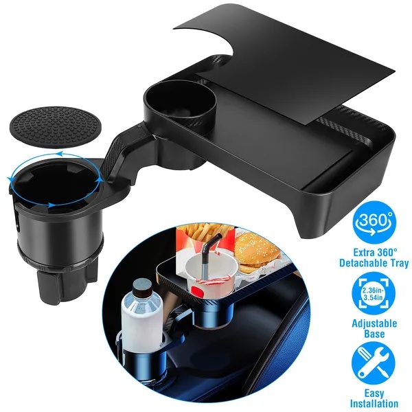 Car Cup Holder Tray 360° Rotating Car Bottle Holder Expander Adapter
