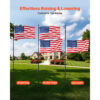 Flag Pole, 20ft Heavy Duty Telescopic Flagpole Kit With Mounting Base For Vehicles, Extra Thick Outdoor Aluminum Flagpole Kit With 3x5 American Flag For Sedans, Pickups, RVs, Food Trucks, Black