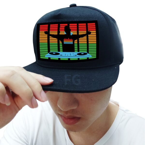 588775308 Custom Trucker Sound Activated LED Hat Flashing Light Up Party Hats Voice Activated EL Panel Cap