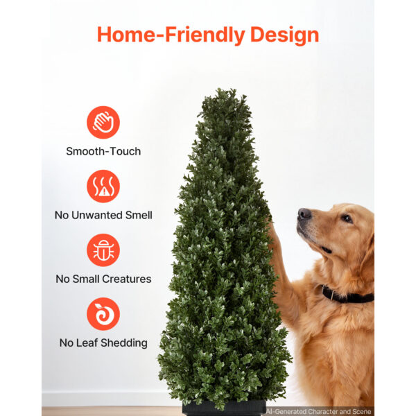 Artificial Boxwood Topiary 3.3 Ft Set Of 2 With Sturdy Pot Greenery, Premium PE Fake Trees, Year-Round Indoor & Outdoor Faux Green Plant For Front Door, Entryway, Porch, Balcony, Patio, Garden