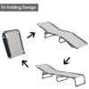 Foldable Chaise Lounge, 3-Position Reclining Back, Portable design and Breathable Mesh for Poolside, Camping, Hiking - Cream White