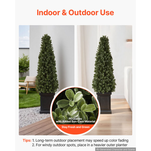 Artificial Boxwood Topiary 3.3 Ft Set Of 2 With Sturdy Pot Greenery, Premium PE Fake Trees, Year-Round Indoor & Outdoor Faux Green Plant For Front Door, Entryway, Porch, Balcony, Patio, Garden