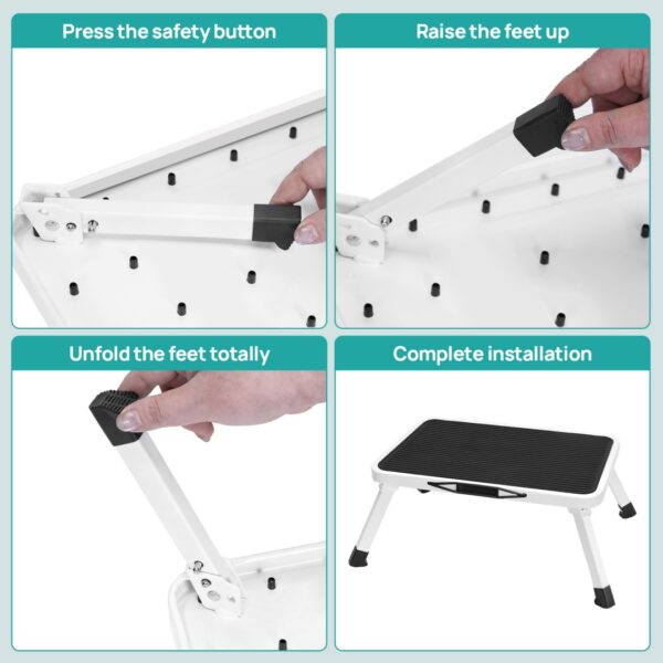 Foldable Stool, Anti-slip Platform And Rubber Feet, 330-pound Capacity Sturdy Metal Foldable Stool
