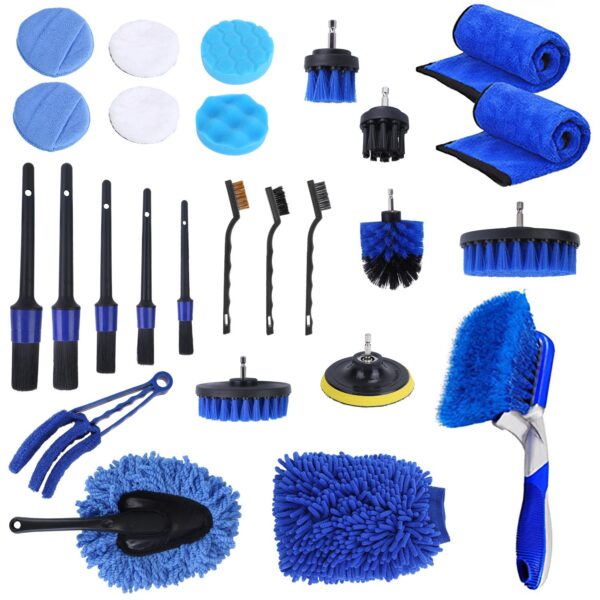 721d8884-0eb3-44f1-b254-132c084f823d.jpg 26Pcs Car Detailing Brush Kit Exterior Interior Car Cleaning Set Drill Brush Set Car Buffing Sponge Pads Kit For Cleaning Automobile Interior Exterior Wheels Dashboard