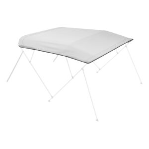 7229318e-cee3-431f-b40a-d16cbbd22ee6.jpg 4 Bow Bimini Top Replacement Cover, 8 Ft Long, Durable 600D Marine Grade Waterproof Sun Shade Boat Canopy With Storage Boot, Easy Install Zipper Sleeve Awning, 96 L X 91-96 W, Gray No Frame