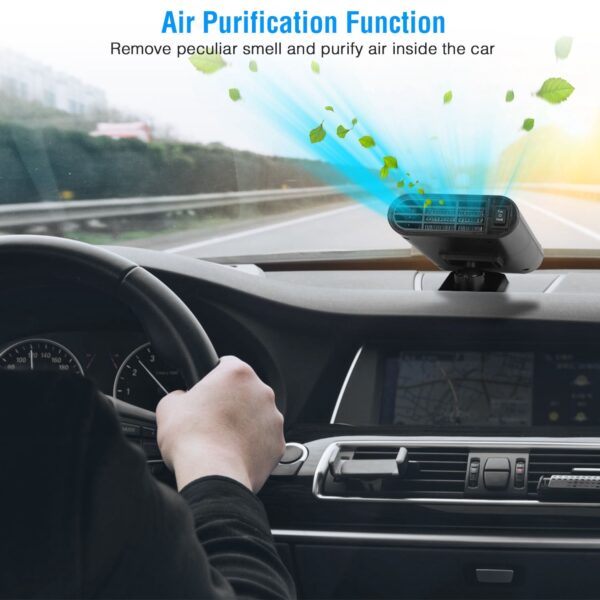731695b2-eee0-4c73-958f-d342a4b664ae.jpg 12V 150W Portable Car Heater Heating Fan 2 In 1 Defroster Defogger Demister Windshield Heater Automotive Cooling Fan With Air Purification 360 Degree Rotating Base