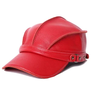 588772055 Baseball Cap Women Red Genuine Cow Leather Snapback Caps Ivy Female Adjustable Autumn Winter Brand Baseball Hat
