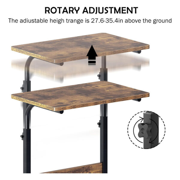 736e8e86-9822-4dc0-8b23-5e8a8c3a5c34.jpg Adjustable Tray Table Rolling Sofa Side Snack Table With Wheels Portable C-Shape Dinner Tray Tables Mobile Wooden Laptop Desk Beside Couch Bed