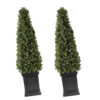 Artificial Boxwood Topiary 3.3 Ft Set Of 2 With Sturdy Pot Greenery, Premium PE Fake Trees, Year-Round Indoor & Outdoor Faux Green Plant For Front Door, Entryway, Porch, Balcony, Patio, Garden