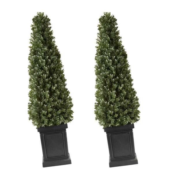 Artificial Boxwood Topiary 3.3 Ft Set Of 2 With Sturdy Pot Greenery, Premium PE Fake Trees, Year-Round Indoor & Outdoor Faux Green Plant For Front Door, Entryway, Porch, Balcony, Patio, Garden