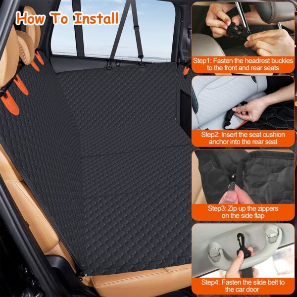 74d10060-3bcf-48e1-9127-a9e0db230056.jpg Dog Car Back Seat Cover With Zipper Mesh Window Storage Bags Waterproof 600D Oxford Cloth Car Seat Protector With Slide Flaps For Cars Trucks SUVs