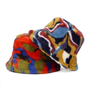 588775508 Autumn Winter Camouflage Faux Fur Bucket Hats Women Girl Fashion Warm Soft Velvet Fluffy Fisherman Hat Ladies Outdoor Panama