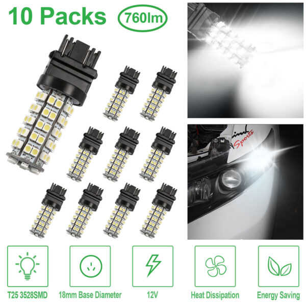 764e3474-eae3-4bbe-8b85-8327f578694c.jpg 10Pcs Per Kit LED Car Light Bulbs 760lm T25 3528SMD 6000K Pure White Auto Lamps Replacement For Dome Map Door Trunk Signal License Plate