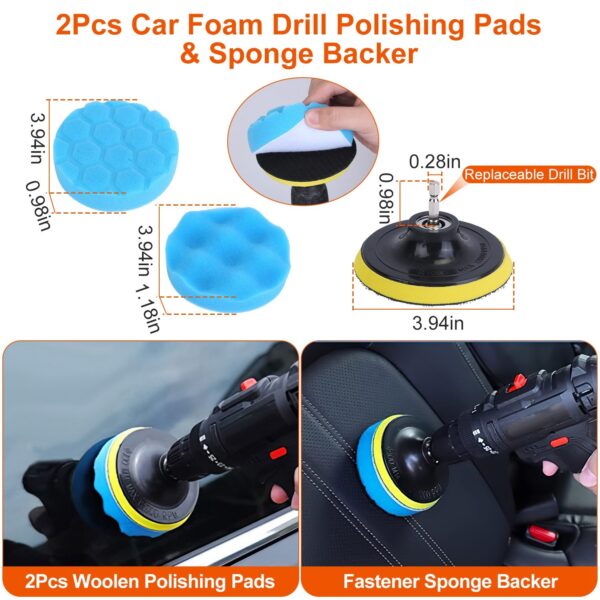771f3f57-1bfa-4d60-8301-27dc3e63ab73.jpg 26Pcs Car Detailing Brush Kit Exterior Interior Car Cleaning Set Drill Brush Set Car Buffing Sponge Pads Kit For Cleaning Automobile Interior Exterior Wheels Dashboard