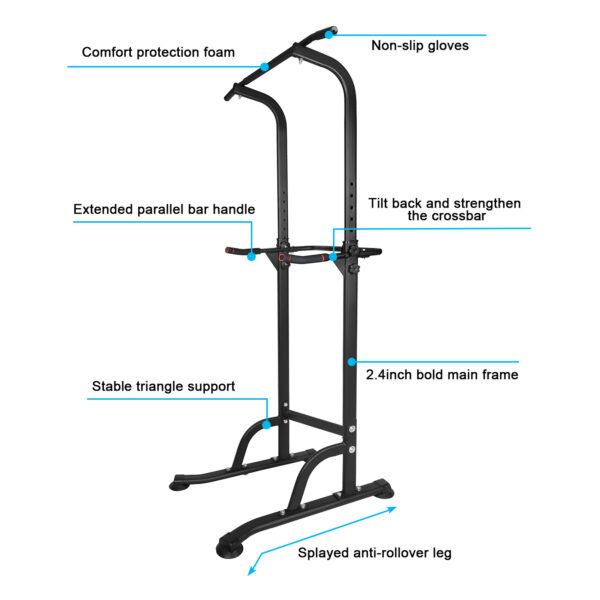 Power Tower Dip Station Adjustable Height Heavy Duty Multi-Function Fitness Training Equipment