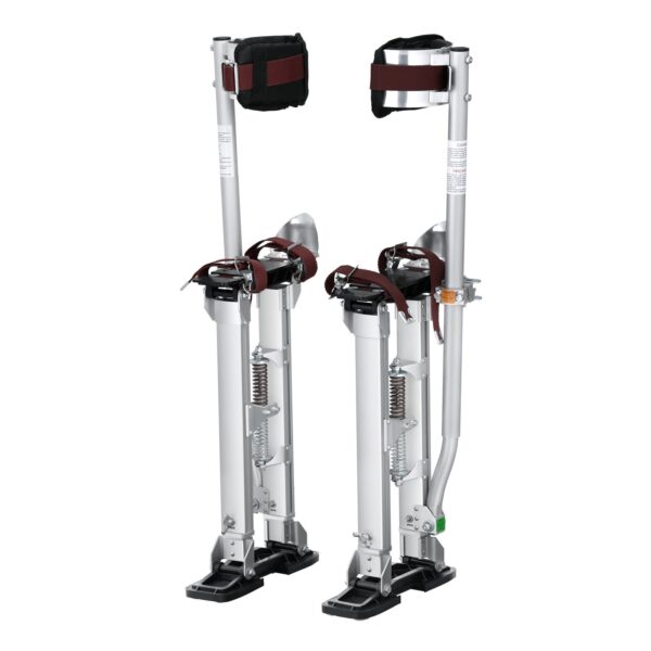 Drywall Stilts, 18''-30'' Adjustable Aluminum Tool Stilts With Protective Knee Pads, Durable And Non-slip Work Stilts For Sheetrock Painting, Walking, Taping, Silver