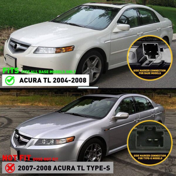 Black Lens LED Front Rear Fender Side Marker Lights For 2004-2008 Acura TL Base