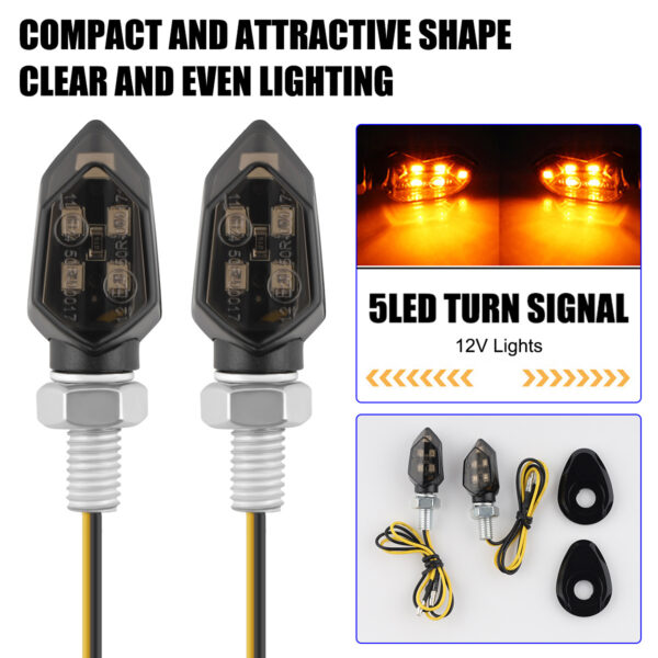 2X Mini Motorcycle LED Turn Signals Blinker Light Indicator Amber Lamp Universal