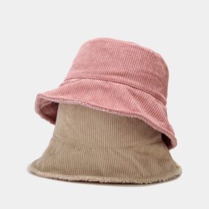 588774786 New Women Plus Plush Corduroy Bucket Hat Female Solid Winter Solid Streetwear Warmer Folding Big Wide Visor Vintage Flat Hats
