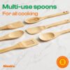 Bamboo Cooking Spoons 6-Piece Set, Wooden Kitchen Utensils With Spoons & Spatulas, Durable Cooking Tools For Home & Kitchen