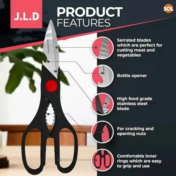 Food Scissors, Sharp Scissors With Nutcrackers, Bottle Opener, Can Opener, Vegetable Cutting Scissors, Chopping Scissors, Multi-Purpose Utensil Gadgets - USPS Shipping, Pickup Supported