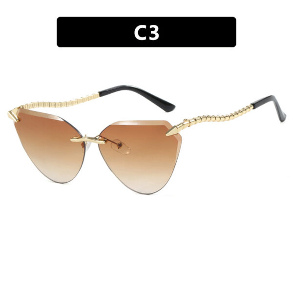 588596532 Snake leg frameless cut cat eye sunglasses, fashionable spicy girl sun protection sunglasses for women