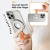 Magnetic Cell Phone Ring Holder for MagSafe Magnet Stand with Strap for IPhone 13 14 15 Samsung Mac Safe Removable Grip Bracket