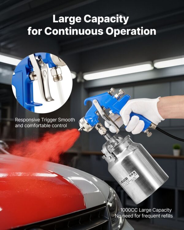 8827661a-5357-40b9-9aaa-2df65dc7038b.jpg Siphon Feed Spray Gun, High Atomization Air Paint Spray Gun, 1000cc Automotive Paint Sprayer With 1.8 Mm Nozzle, Adjustable Flow Rate & Air Volume For Car, Furniture, Wall, House Painting