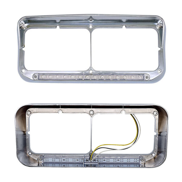 For Kenworth T400 T600 T800 W900B W900L Clear Headlight Bezel Amber LED Light