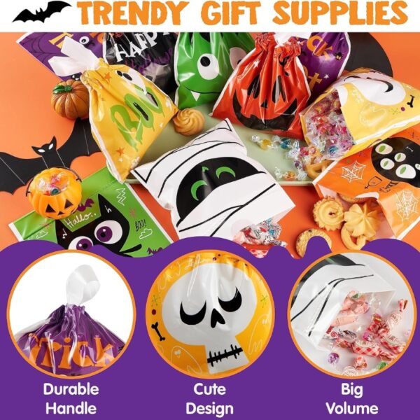 108 Pcs Halloween Drawstring Treat Bags, 9 Character Designs, Mini Candy Goodie Bags