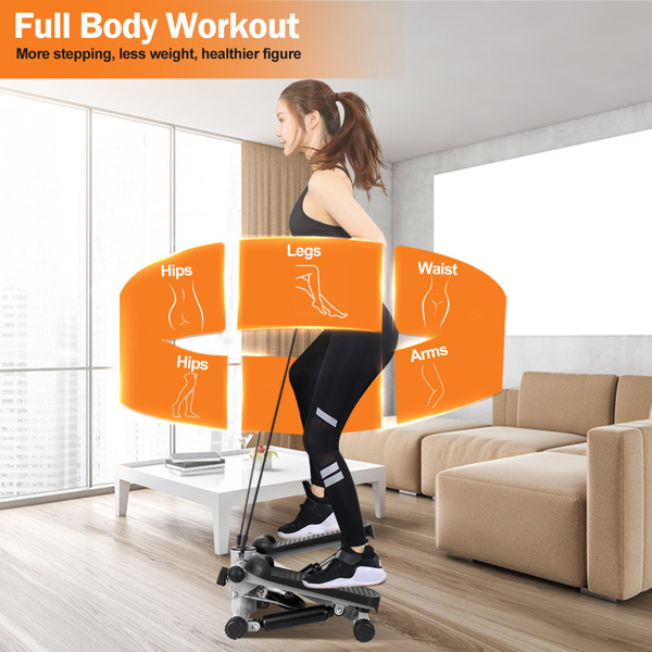 89668af7-6387-40da-946a-3459cb728381.jpg Fitness Step Machine, Mini Step Machine With Resistance Band, Home Fitness Equipment With 330.7LBS Load-bearing Capacity, Hydraulic Fitness Step Machine With LCD Display Screen